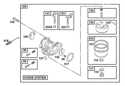 Carburetor Assembly 2 Diagram and Parts List for 133702-0135-XX  Briggs and Stratton Engine